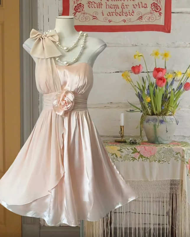 Pretty Pink One Shoulder Chiffon Short Birthday Party Dress Formal Homecoming Dress Y9997