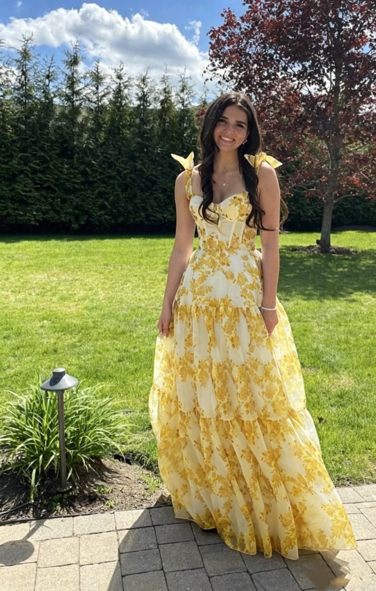 Special Floral Pattern Chiffon A-Line Prom Evening Dresses Y6721