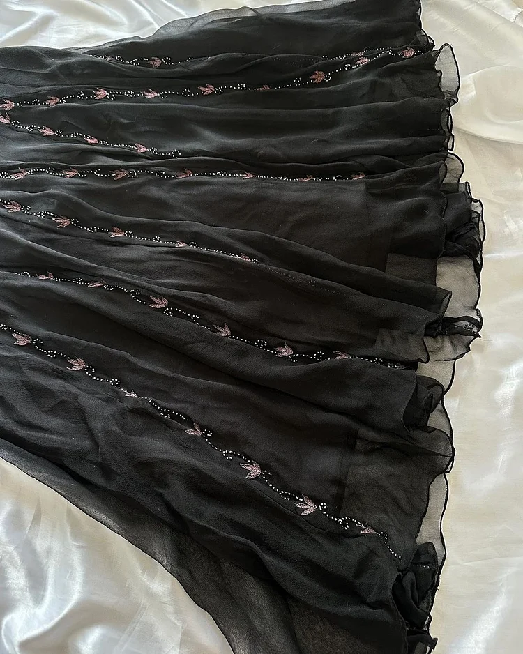 Black Chiffon Beaded Evening Dress Classy Backless Mermaid Prom Dress Y8297