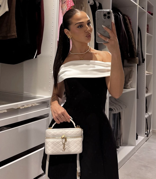 Fashion Black Off The Shoulder Satin Short Cocktail Dress Homecoming Dress SP2804