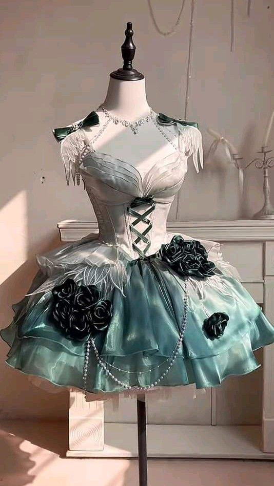 Unique Ombre Green Chiffon 3D Flowers A Line Short Homecoming Dress Formal Birthday Dress Y9873