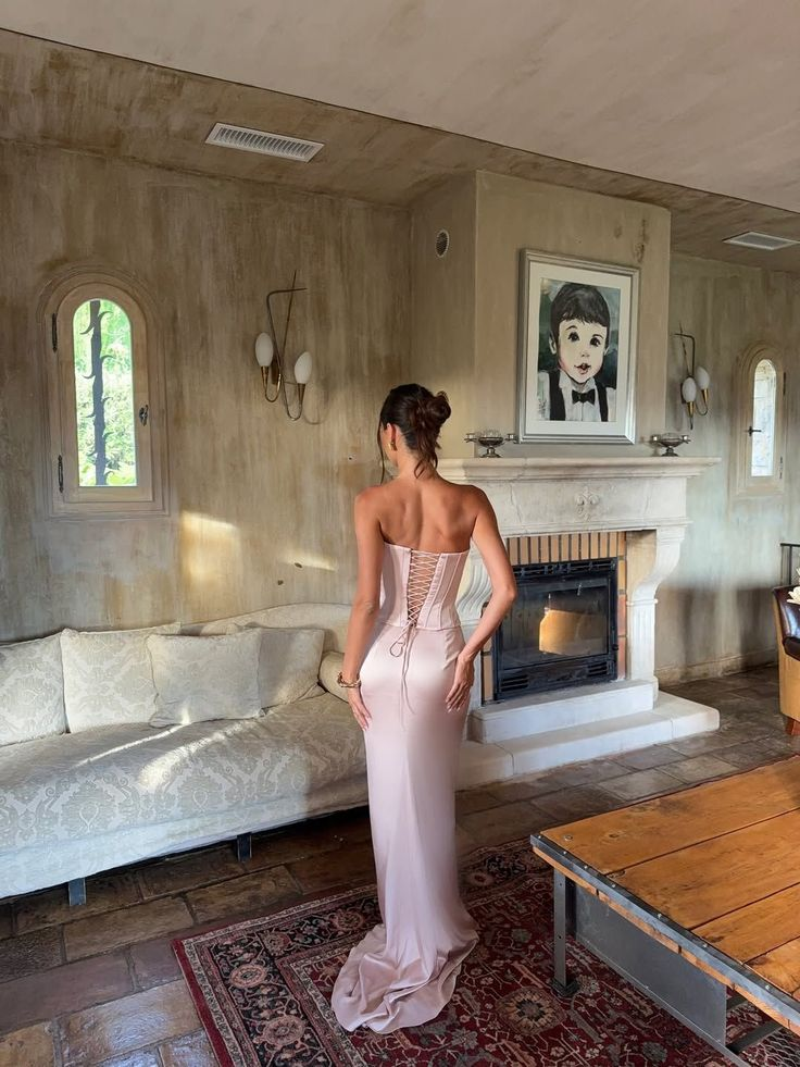 Sweet Pink Strapless Satin Mermaid Evening Dress Birthday Outfits SP788