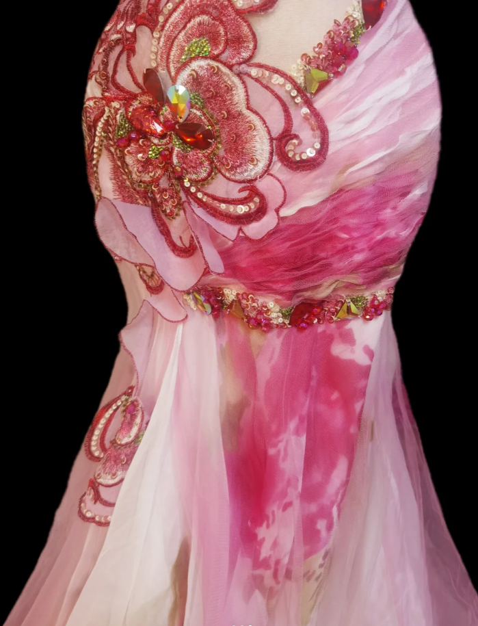 Glamorous Halter Pink Sequin Beaded Mermaid Party Dress Long Prom Gowns SP515