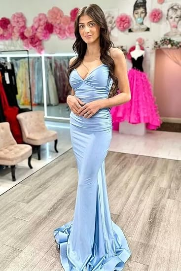 Sexy Purple V-Neck Lace-Up Back Mermaid Long Prom Dress Y7277