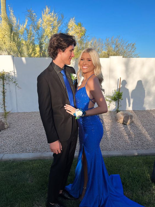 Gorgeous Royal Blue Prom Dress Long Mermaid Spaghetti-Straps Formal Gown Y1860