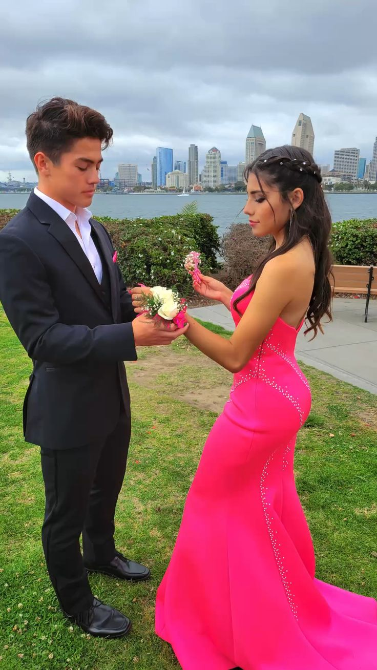 Elegant Hot Pink Mermaid Prom Dress,Chic Evening Dress Y5415