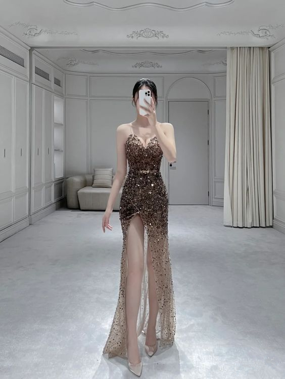 Sexy Sweetheart Neckline Long Evening Dress With Split,Glam Dress Y6706