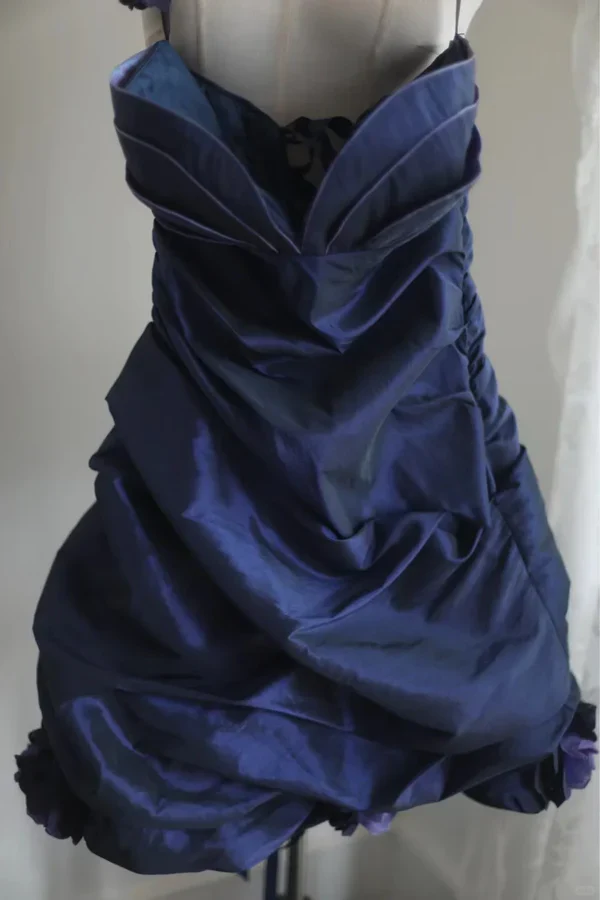 Vintage Sweetheart Neck Navy Blue Short Graduation Homecoming Dress Cocktail Dress Y9638