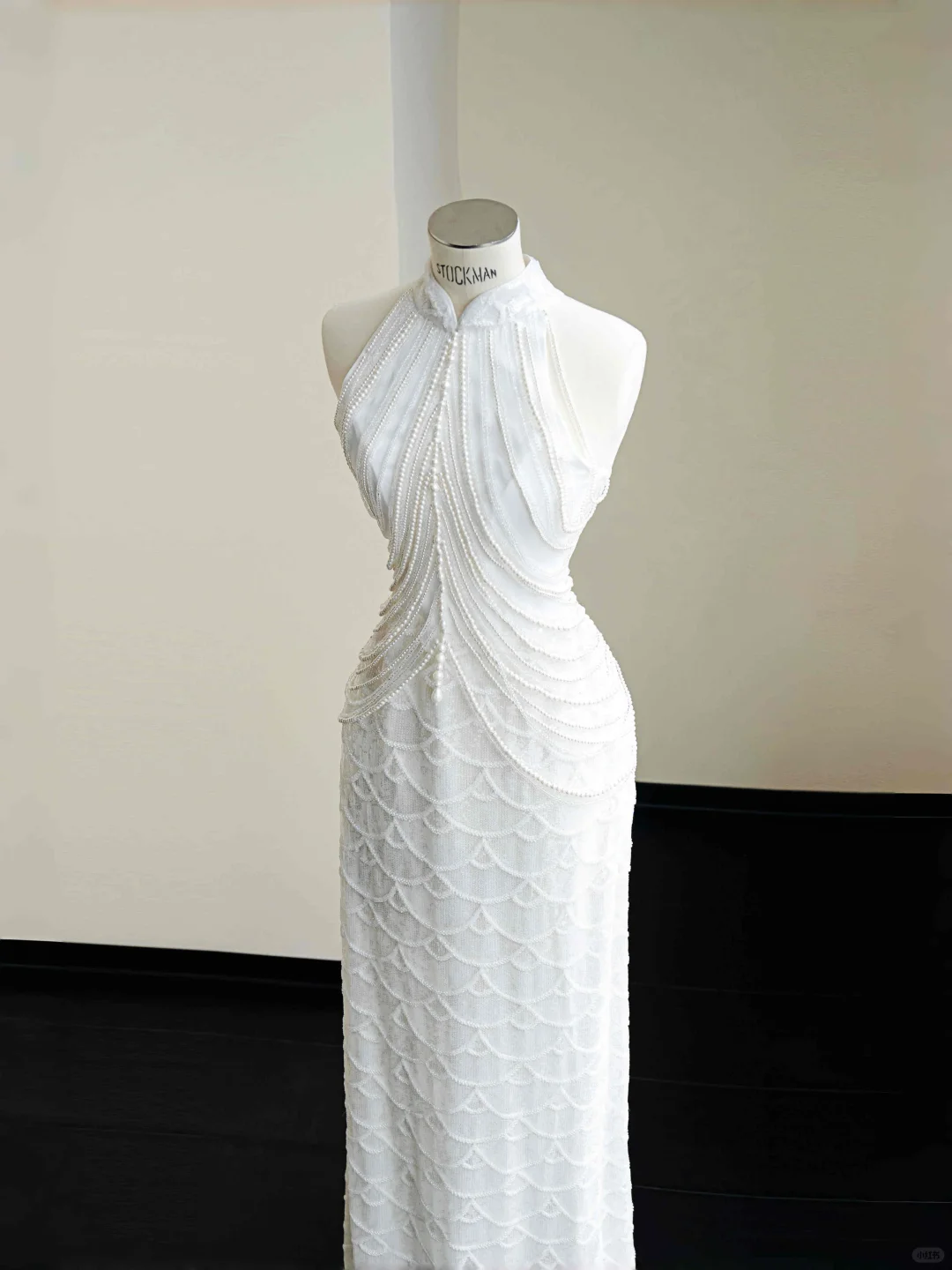 Classy White Sequins Pearls Chain Sheath Long Prom Dress Evening Dress Y8670