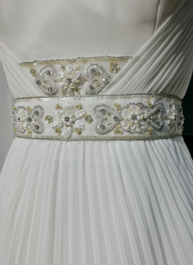 Classy Spaghetti Straps Chiffon Beaded Mermaid Party Dress White Birthday Prom Gowns SP1856