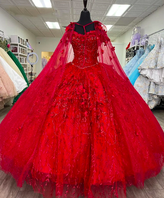 Luxurious Red Quinceanera Dress,Red Ball Gown,Red Sweet 16 Dress Y2338
