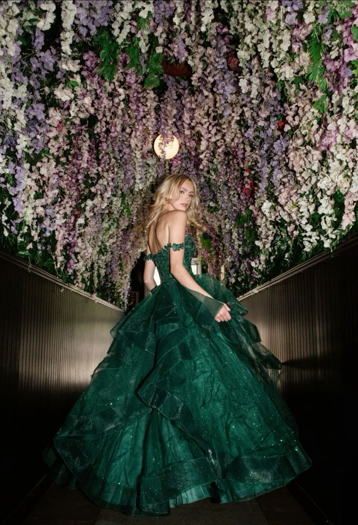 Vintage Off The Shoulder Emerald Green Tulle Appliques A Line Long Party Dress Formal Guest Dress SP369