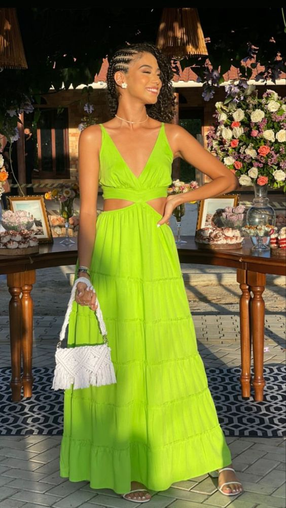 Sexy Green A-line V Neck Prom Dress,Green Formal Dress Y5915