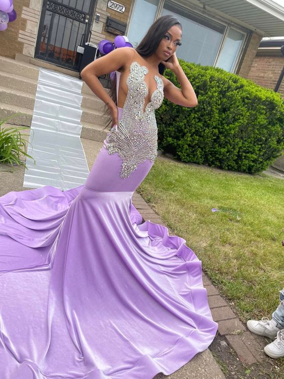 Elegant Purple Mermaid Prom Dress,Purple Formal Gown Y6629
