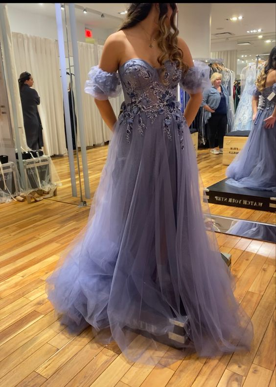 Sweetheart Neckline A-line Tulle Prom Dress,Graduation Dress Y7043