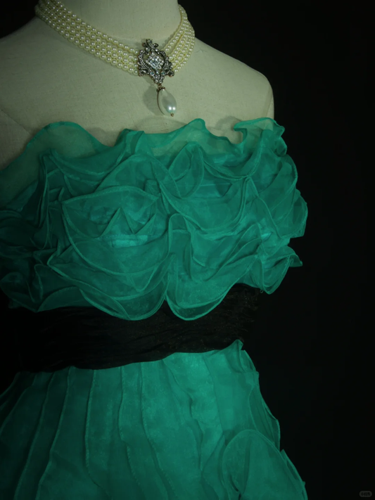 Unique Green Tulle Pleated Short Homecoming Dress,Strapless A Line Mini Cocktail Dress SP2828