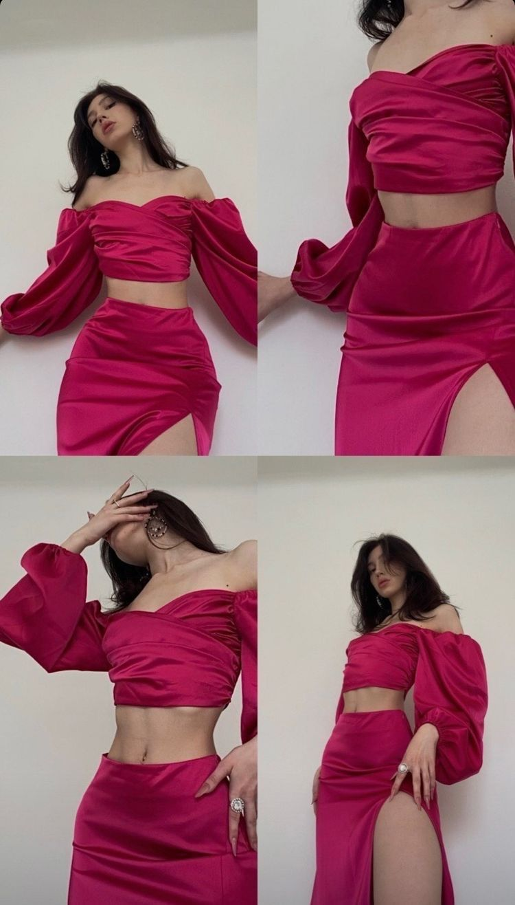 Retro Two Piece Long Prom Dress with Split Y4091