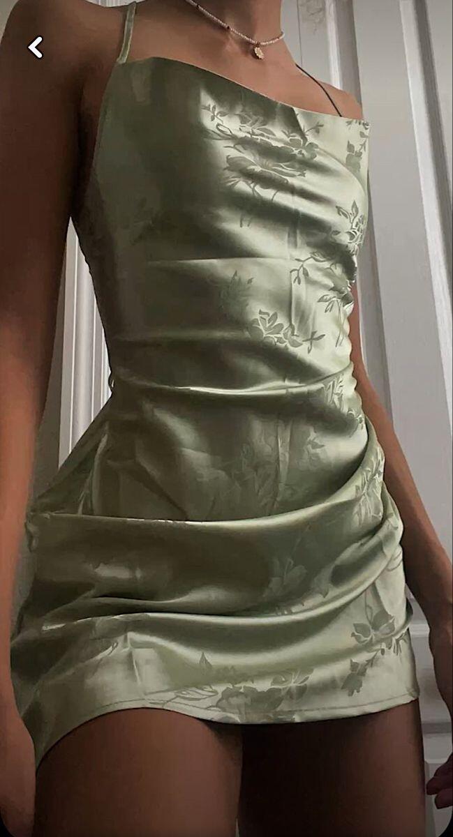 Sexy Halter Green Satin Printed Floral Short Homecoming Dress Cocktail Dress Y9592