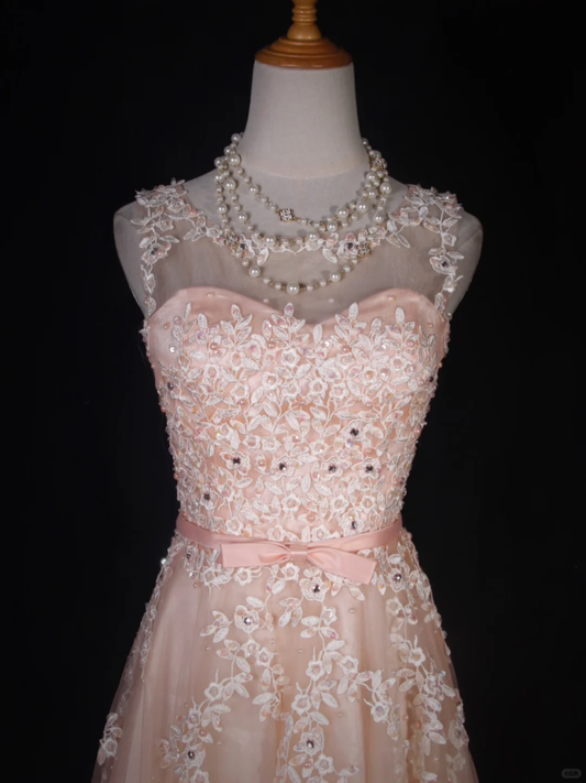 Elegant Pink Tulle Lace Appliques A Line Short Graduation Homecoming Dress Mini Birthday Dress SP2827