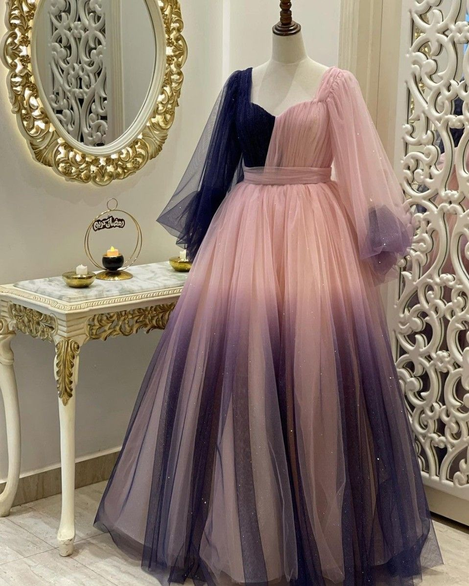 Unique A-line Ombre Tulle Prom Dress,Princess Dress Y4897