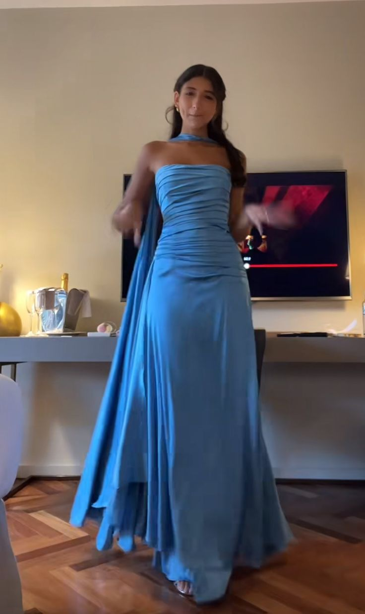 Elegant Blue Prom Dress,Chic Blue Evening Dress Y7442