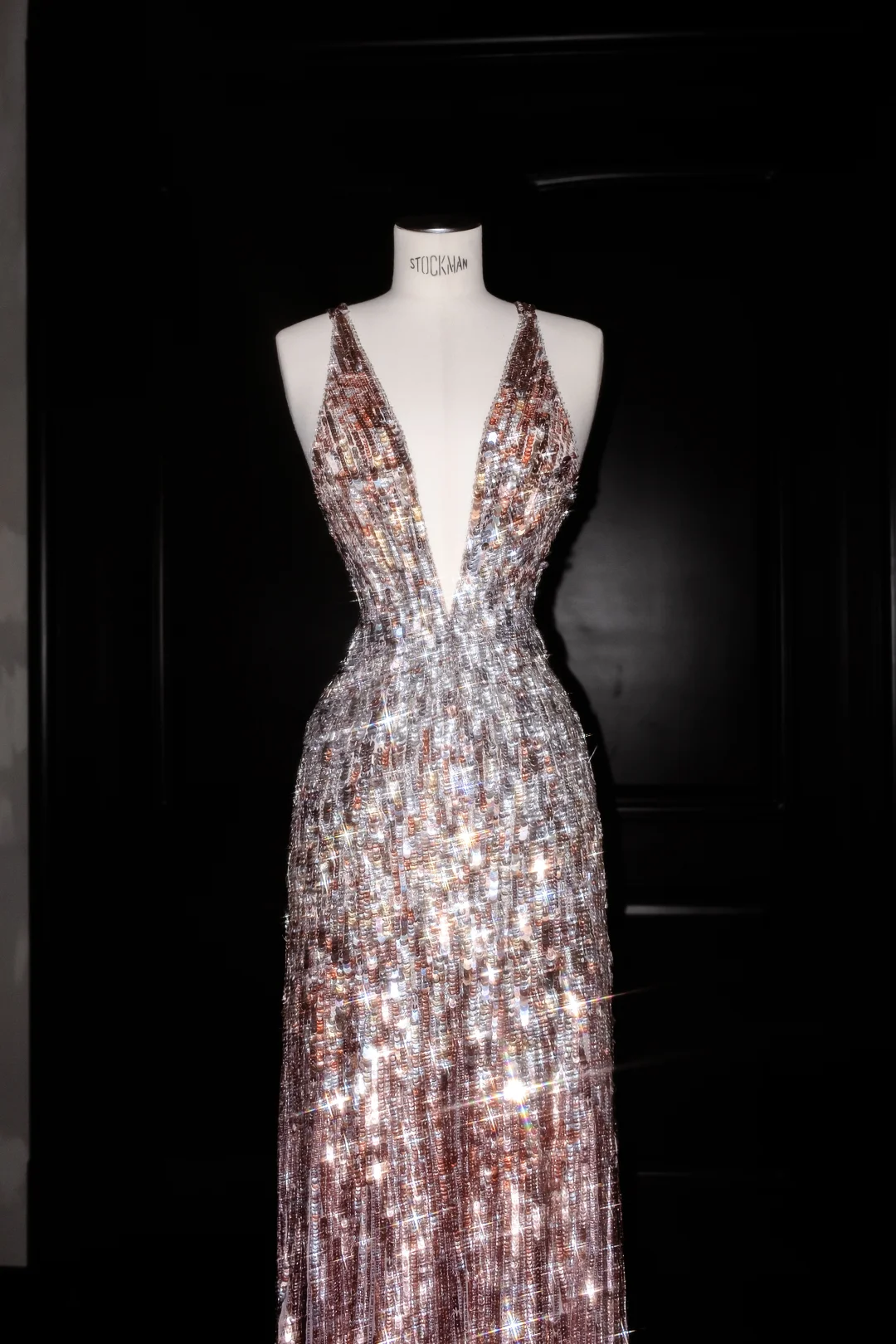 Luxury Deep V Sequin Backless Long Evening Dress Formal Prom Dress Y8683