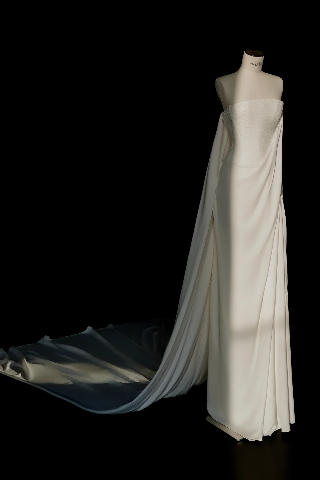 Simple Strapless Satin Lace Sheath Long Prom Dress,White Evening Dress Y8689