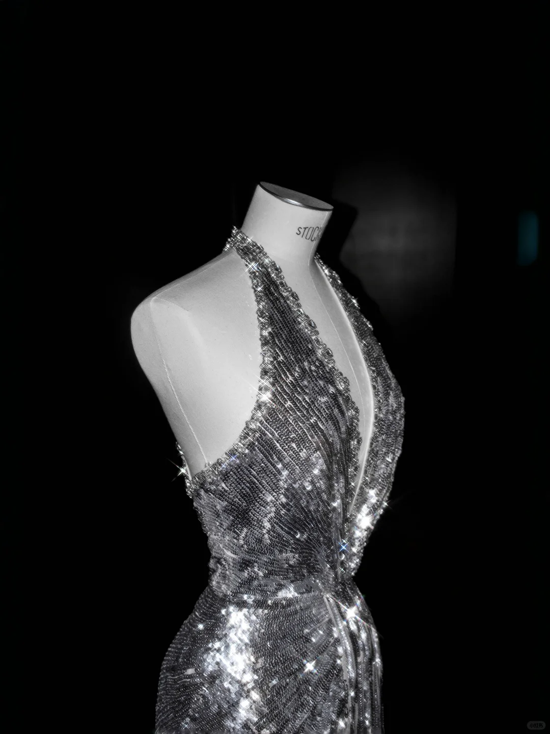 Sparkly Silver Deep V Halter Sequins Beaded Backless Evening Dress,Mermaid Prom Dress Y8687