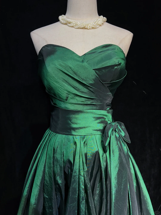 Stylish Sweetheart Neck Green Satin A Line Short Homecoming Dress Cocktail Dress SP2893