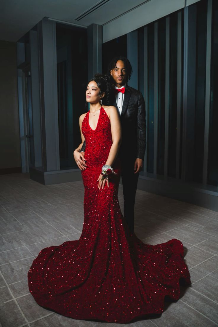 Glitter Red Sequins Mermaid Evening Dress With Train Y5567