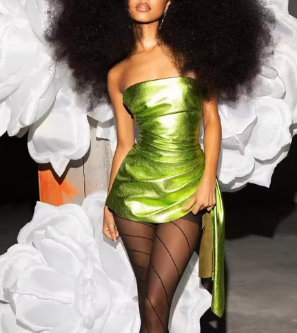 Stylish Green Satin Strapless Sheath Cocktail Dress Formal 7th Grade Homecoming Dress Y9939