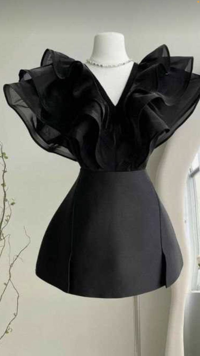 Fashion V Neck Black Short Cocktail Dress Formal Graduation Homecoming Dress Y9667
