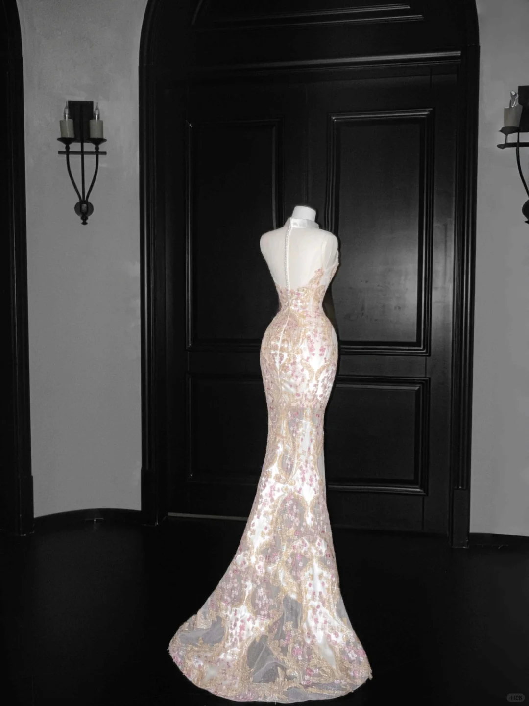 Classy Tulle Appliques Sequins Mermaid Prom Dress,Slit Formal Evening Dress Y8661