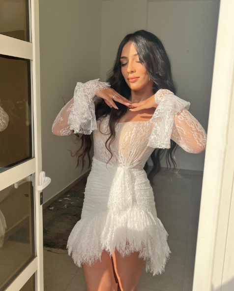 Classy White Lace Sheath Short Cocktail Dress Formal Homecoming Dress 21st Birthday Dress SP24