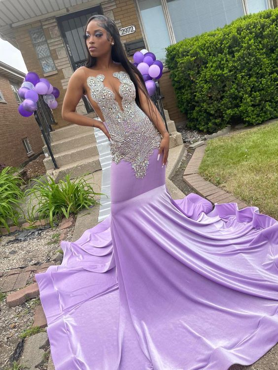 Elegant Purple Mermaid Prom Dress,Purple Formal Gown Y6629