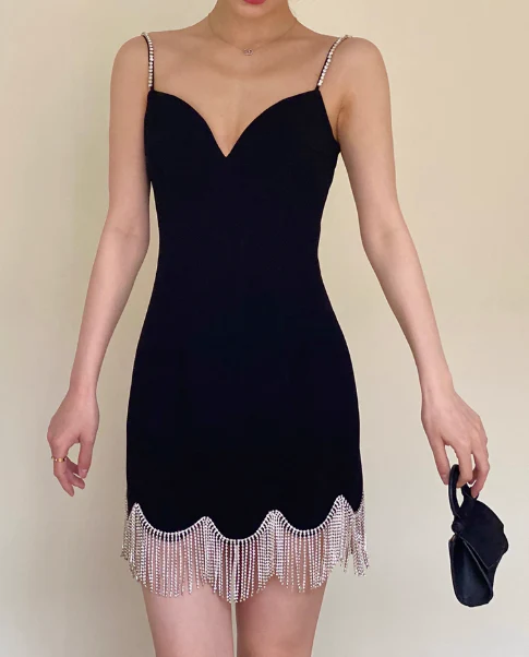 Sexy Spaghetti Straps V Neck Black Short Cocktail Dress Formal Birthday Outfits Homecoming Dress Y9576