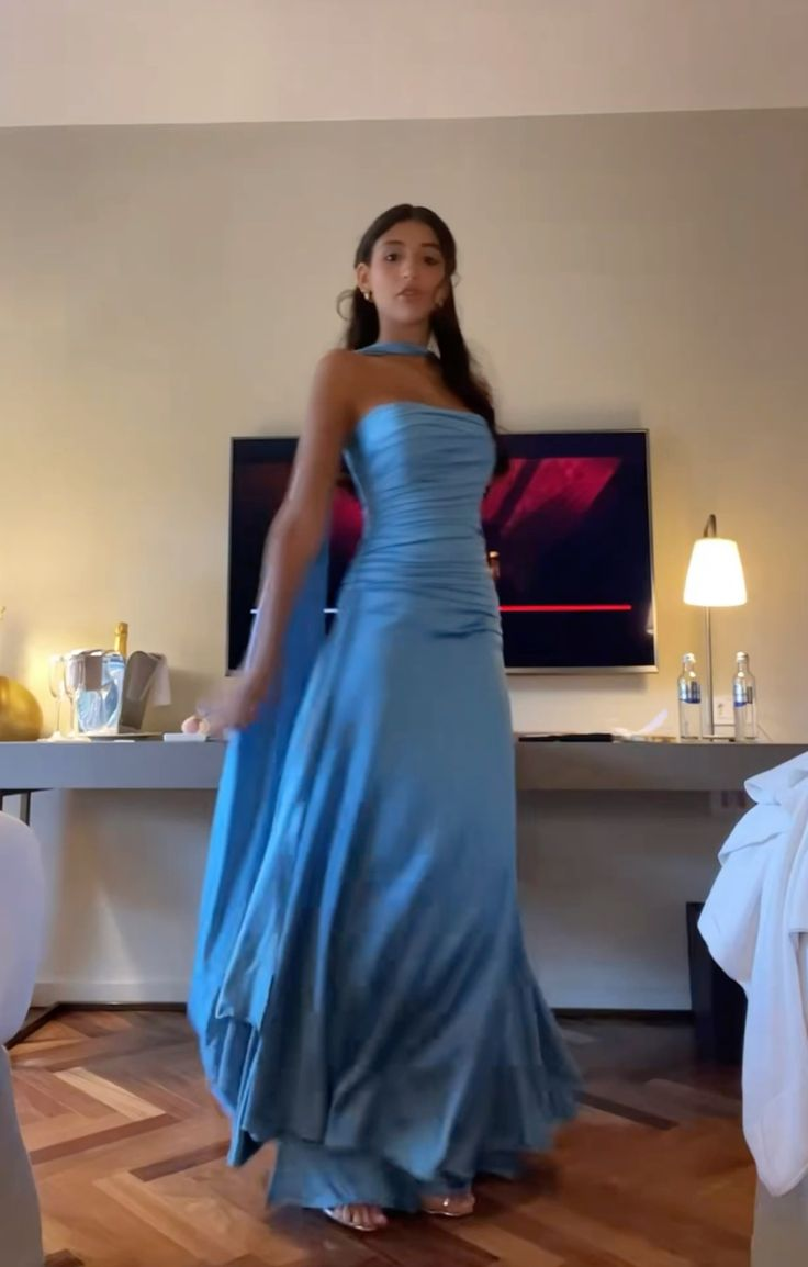 Elegant Blue Prom Dress,Chic Blue Evening Dress Y7442