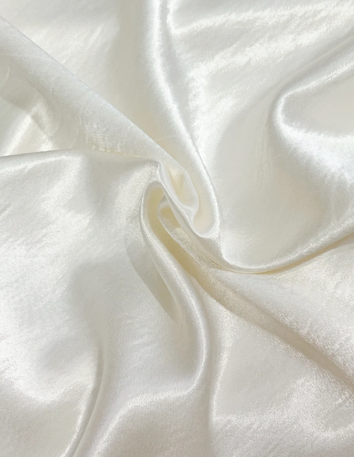 Charming Ivory White Satin Pleated Mermaid Long Bridesmaid Dress SP427