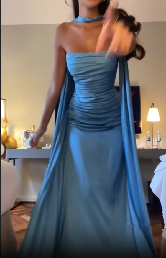 Elegant Blue Prom Dress,Chic Blue Evening Dress Y7442