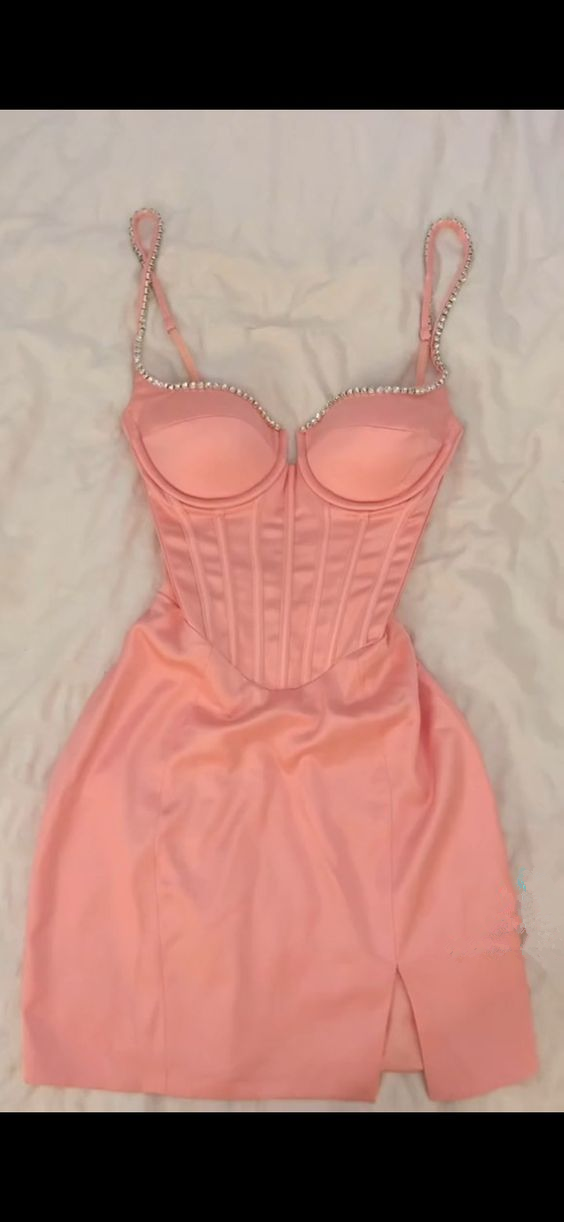 Bodycon V-Neck Corset Mini Dress,Sexy Homecoming Dress Y4077