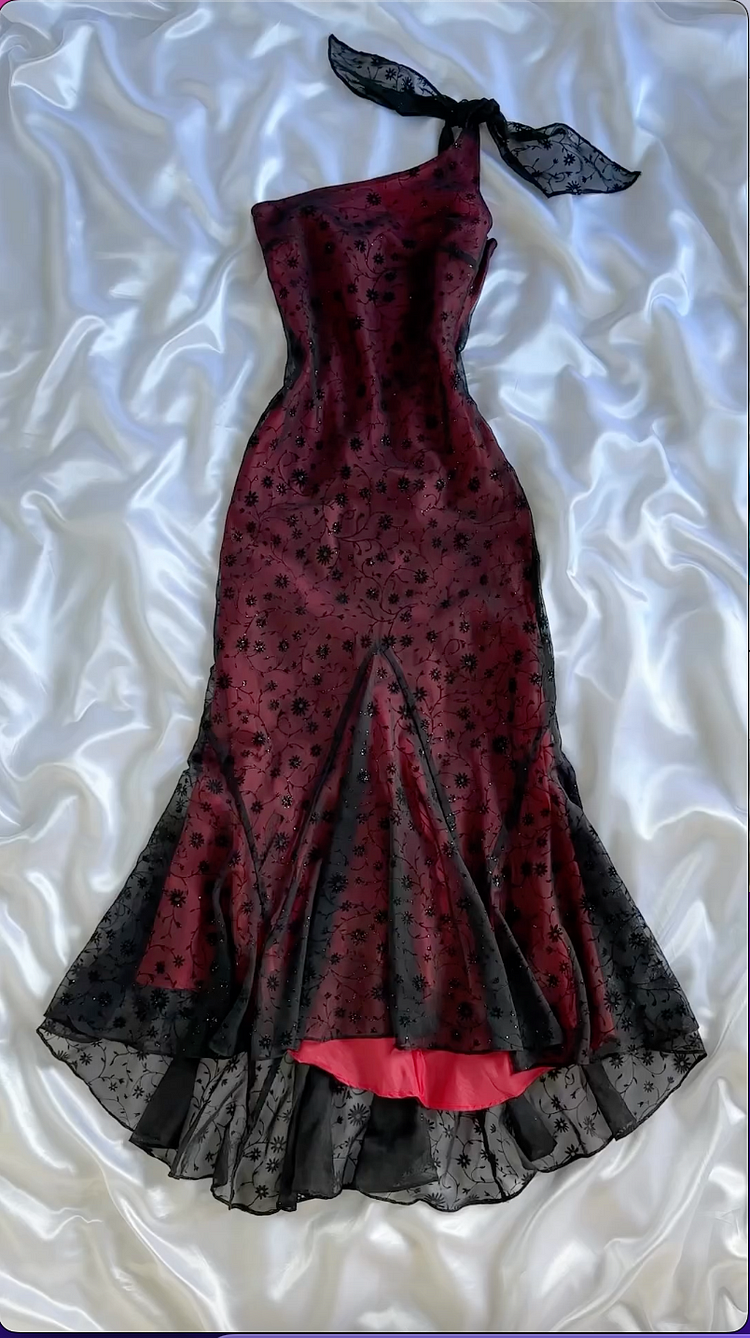 Elegant Burgundy One Shoulder Mermaid Evening Dress Formal Prom Dress Y8296