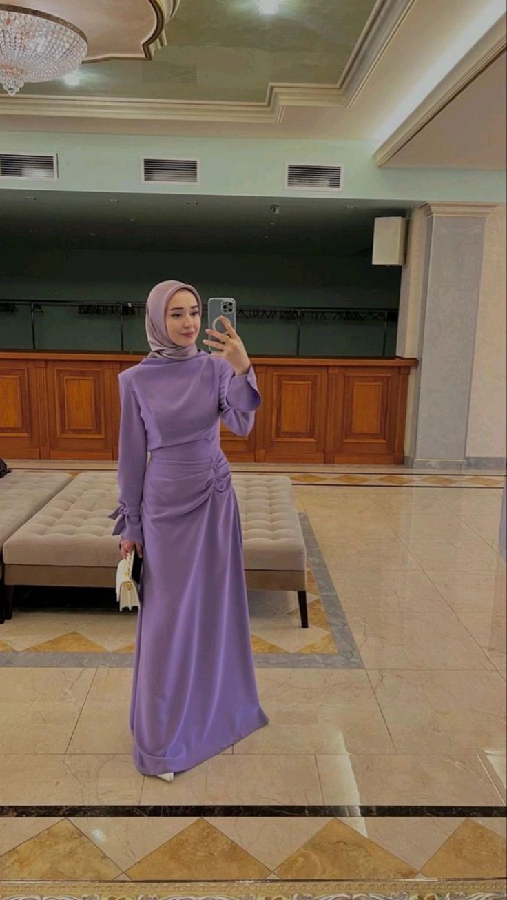 Modest Purple Prom Dress with Long Sleeves,Trendy Purple Evening Dress Y4857
