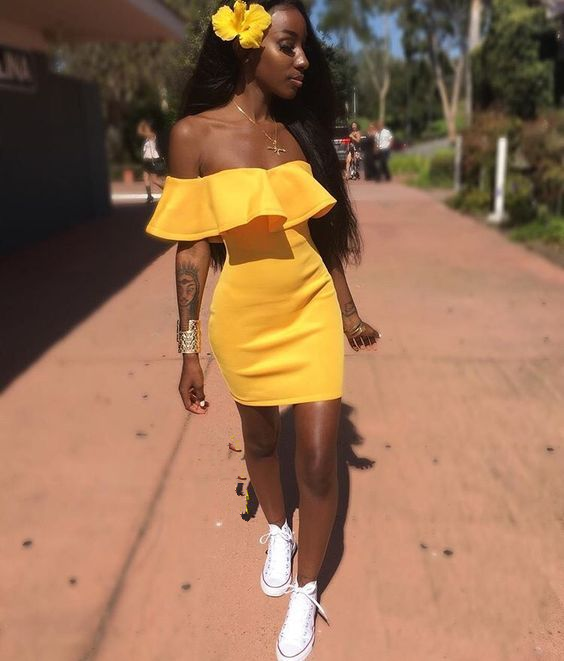 Yellow Off The Shoulder Party Dress,Yellow Short Homecoming Dress Y2058