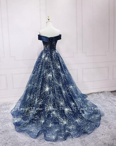 Off The Shoulder Tulle Prom Dress A-line Prom Dress s11