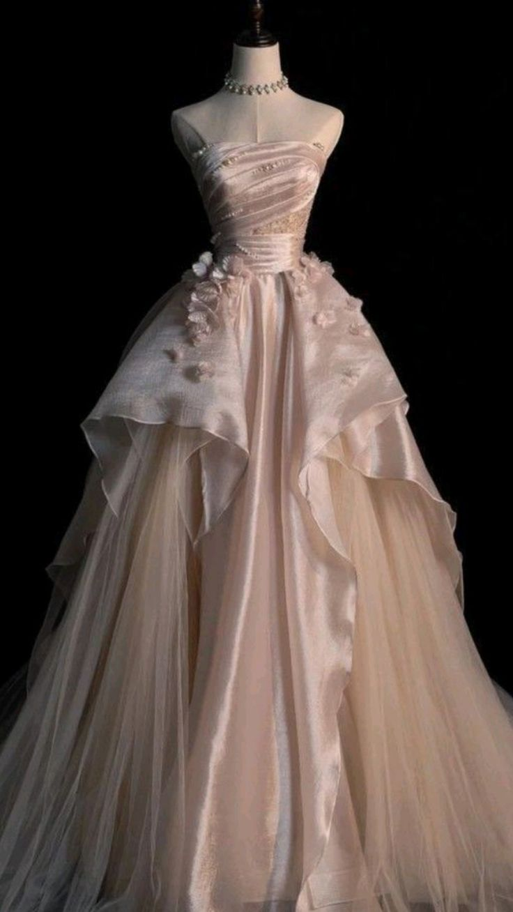 Generous Pink Strapless A-line Tulle Evening Dress,Glam Dress Y6761