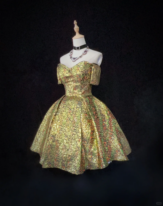 Unique Satin Print Floral A Line Short 8th Grade Homecoming Dress,Off The Shoulder Short Prom Dress SP2899