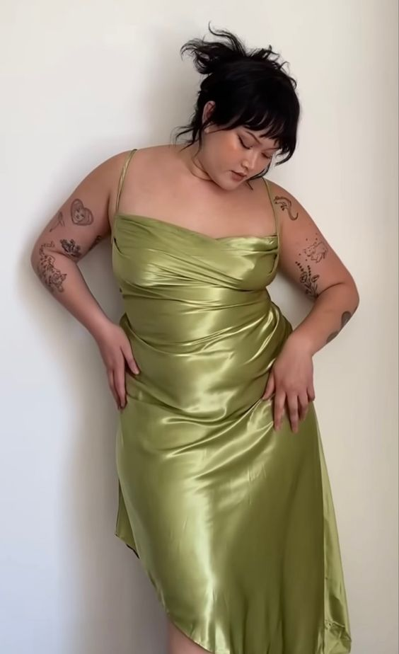 Plus Size Green Straps Prom Dress,Green Party Gown Y7395