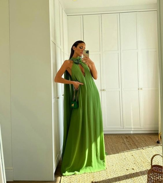 Simple Green Long Prom Dress,Green Maxi Dress Y7091