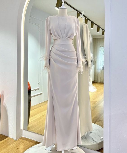 Charming Sheath Long Sleeves Prom Dress,Party Gown Y6893