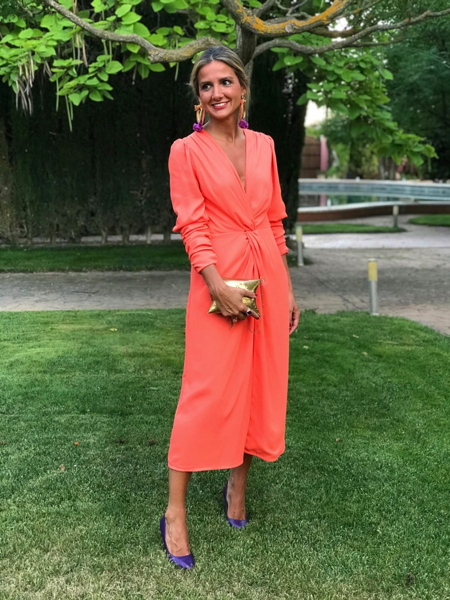 Classy Long Sleeves V Neck Prom Dress,Wedding Guest Outfit Y5095